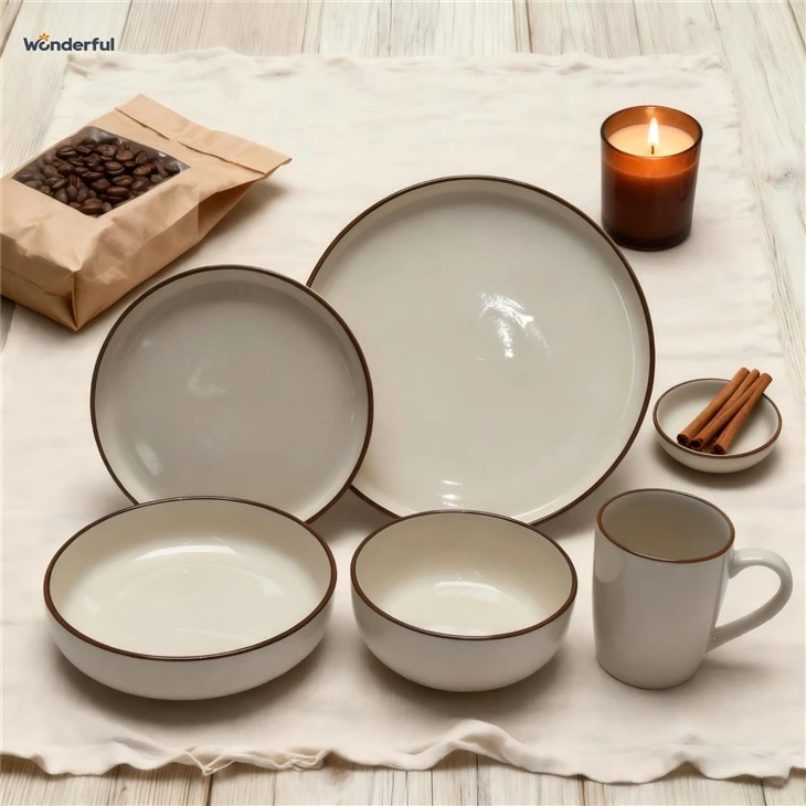 Minimalist Dinnerware Set With Black Rim suppliers