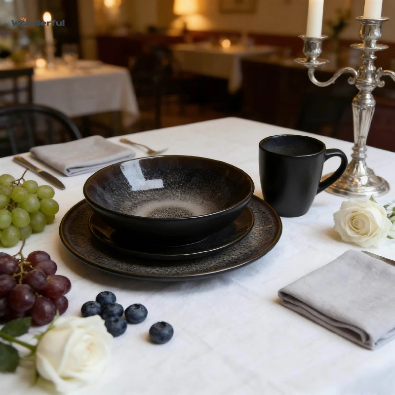 Midnight Speckle Reactive Glaze Ceramic Dinnerware Midnight Speckle Reactive Glaze Ceramic Dinnerware